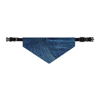 Dark Blue: Distressed Denim-Inspired Fabric Design - Pet Bandana Collar