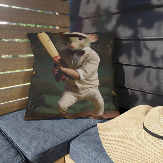 Mouse Cricket Batting, Wicket, Ball Hitting Stump, Howzat Moment - Outdoor Pillows