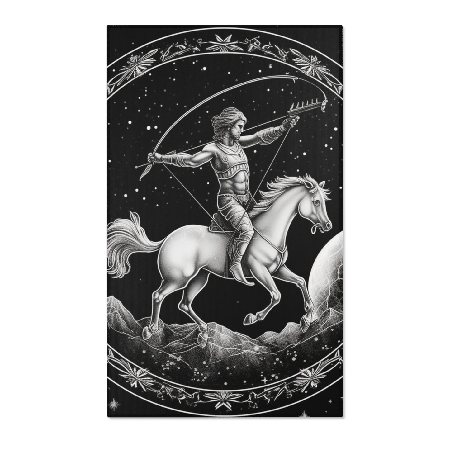 Sagittarius Zodiac Black & White Archer Design - Area Rugs