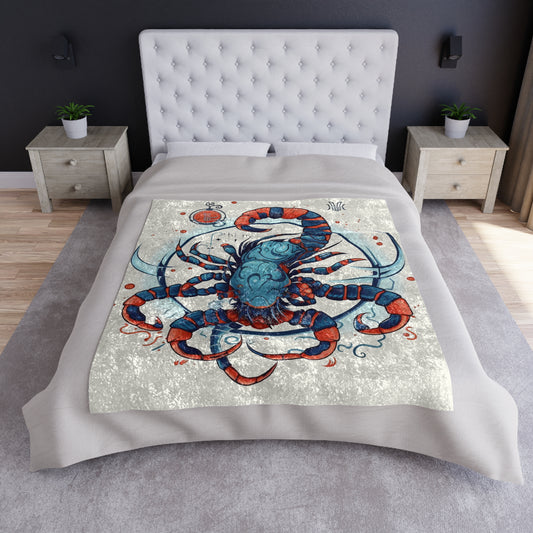 Cute Scorpio Zodiac Sign - Big Claws, Long Tail Cosmic Astrology Symbol - Crushed Velvet Blanket