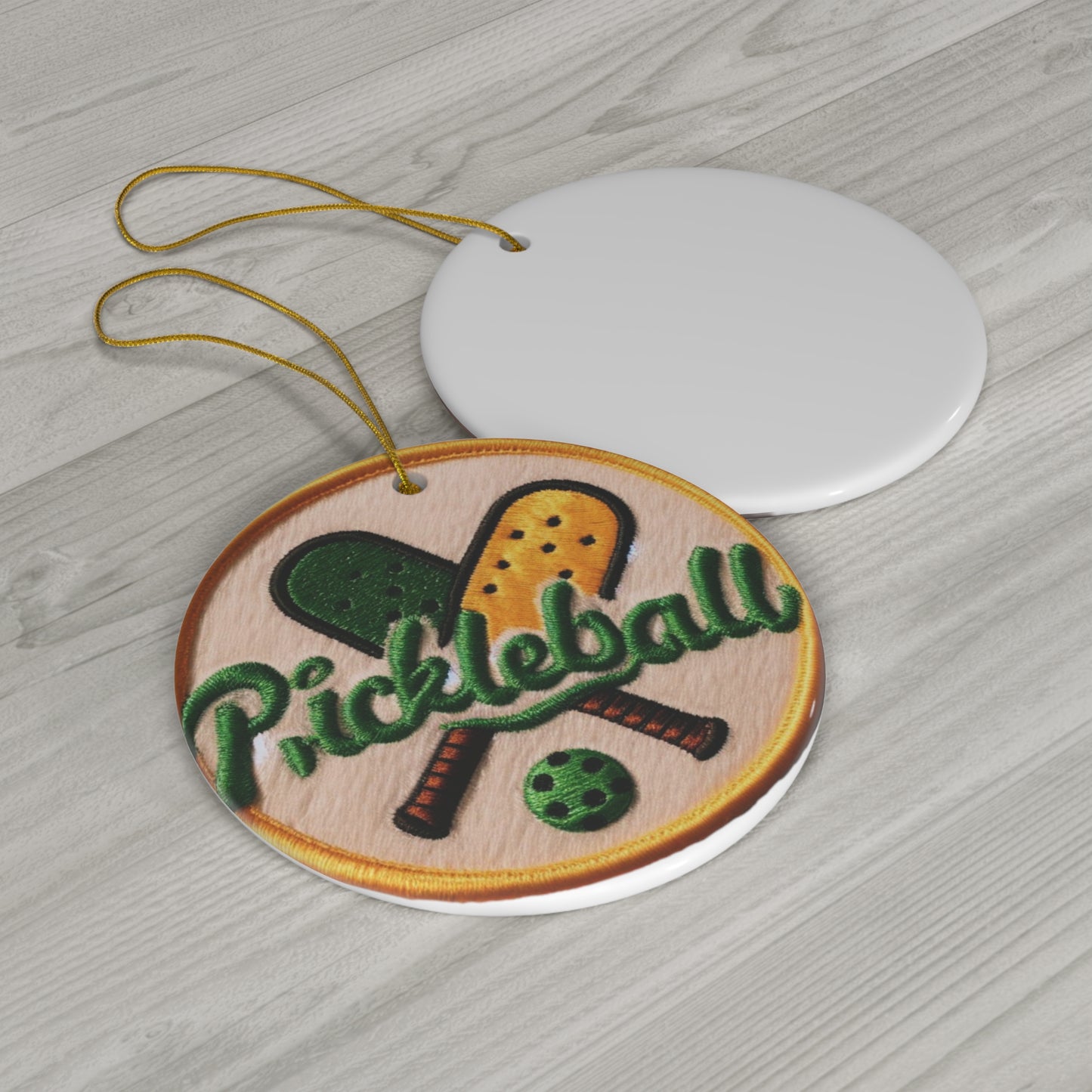 Pickleball Chenille Patch - Ceramic Ornament, 4 Shapes