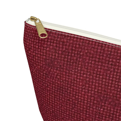 Seamless Texture - Maroon/Burgundy Denim-Inspired Fabric - Accessory Pouch w T-bottom