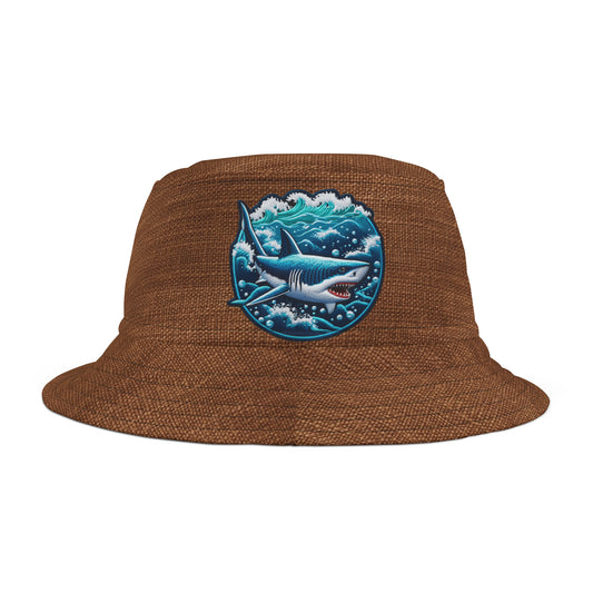 The Weekend Bucket Hat: Dark Brown Corduroy Blue Shark