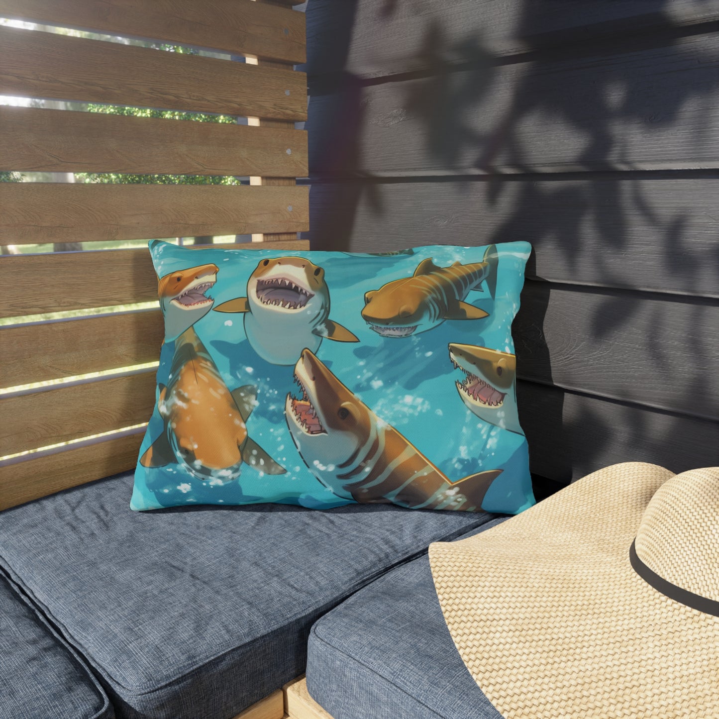 Tiger Shark: Ocean Marine Wildlife - Underwater - Outdoor Pillows