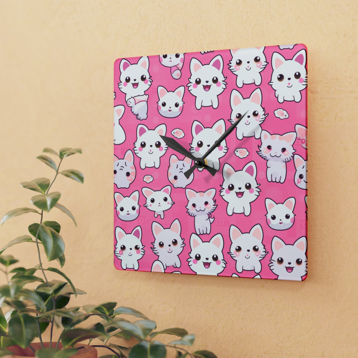 Kawaii Kitten Anime Cat Acrylic Wall Clock