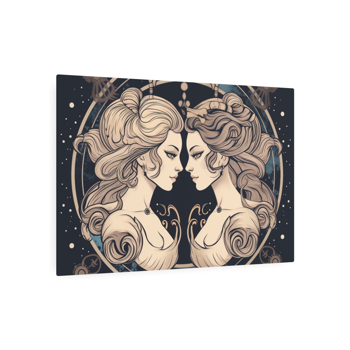 Duality of Gemini - Expressive Twins Zodiac Astrology - Metal Art Sign