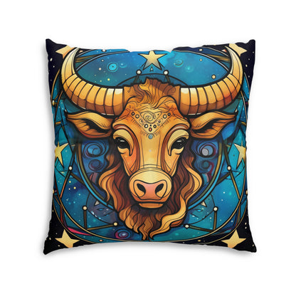 Taurus Constellation Zodiac Sign Astrology Cosmic Art - Tufted Floor Pillow, Square