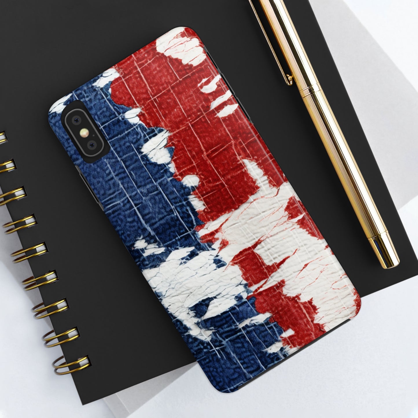 Patriotic Red, White & Blue: Distressed Denim-Style, Torn Fabric - Tough Phone Cases