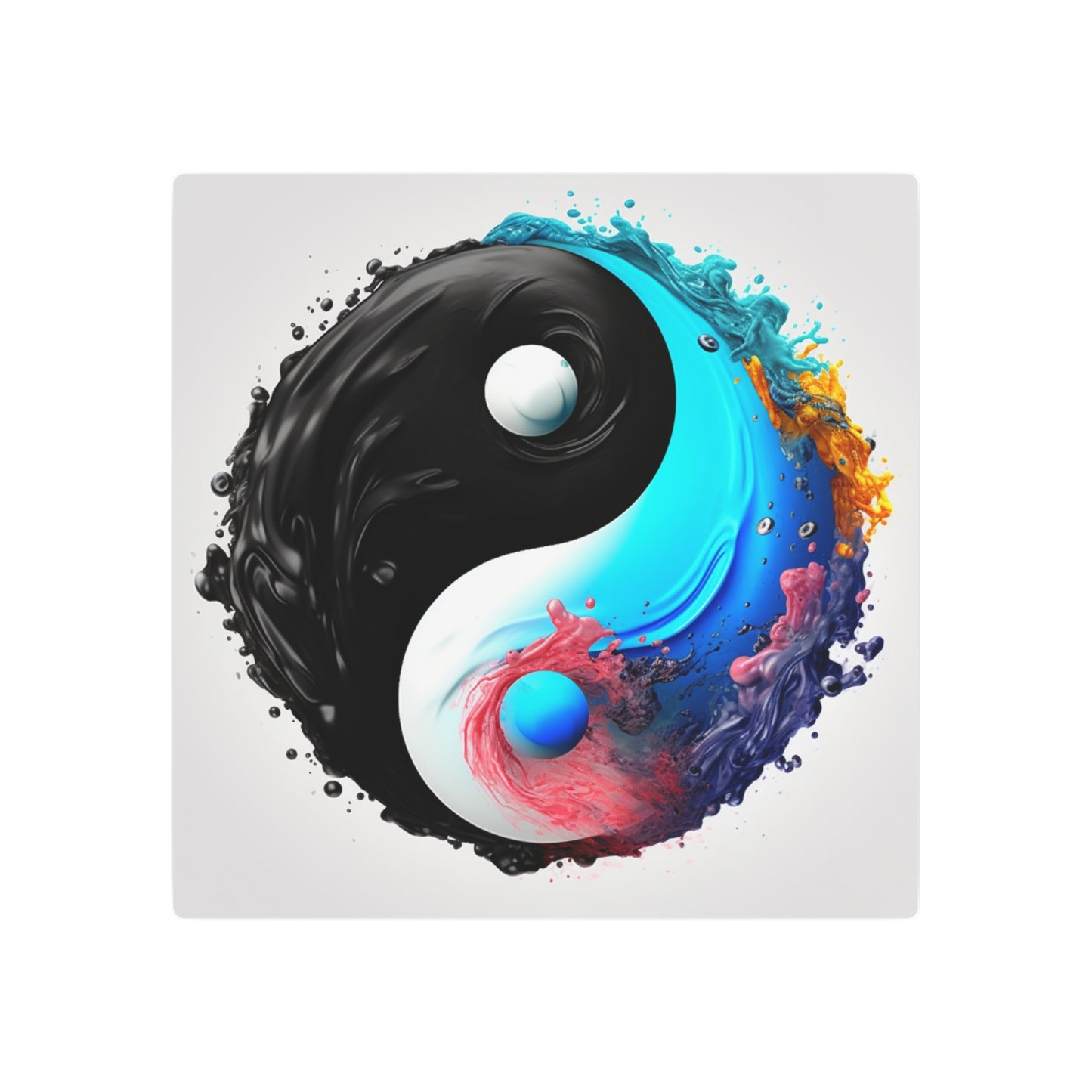 Yin Yang Symbol, Colorful Paint Style - Artistic Decor - Metal Art Sign