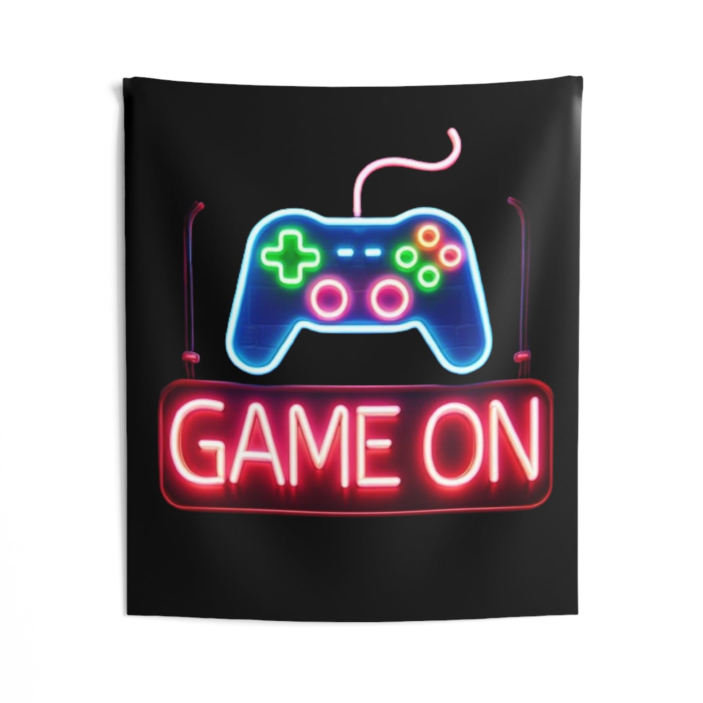 Game On Sign, Neon Graphic, Indoor Wall Tapestries