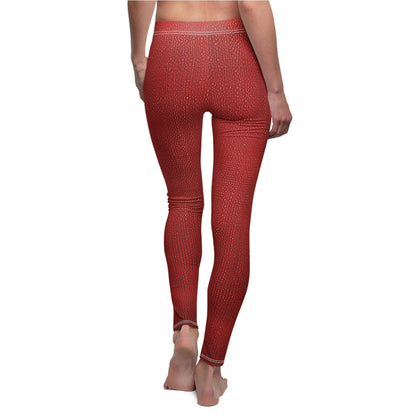 Juicy Red Berry Blast: Denim Fabric Inspired Design - Women's Cut & Sew Casual Leggings (AOP)