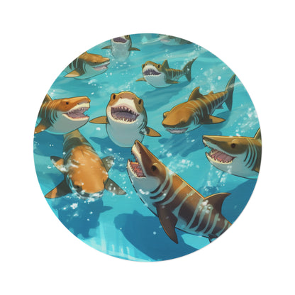 Tiger Shark: Ocean Marine Wildlife - Underwater - Round Rug