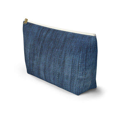 Indigo Splash: Washed Denim Reverie in Deep Blue - Accessory Pouch w T-bottom