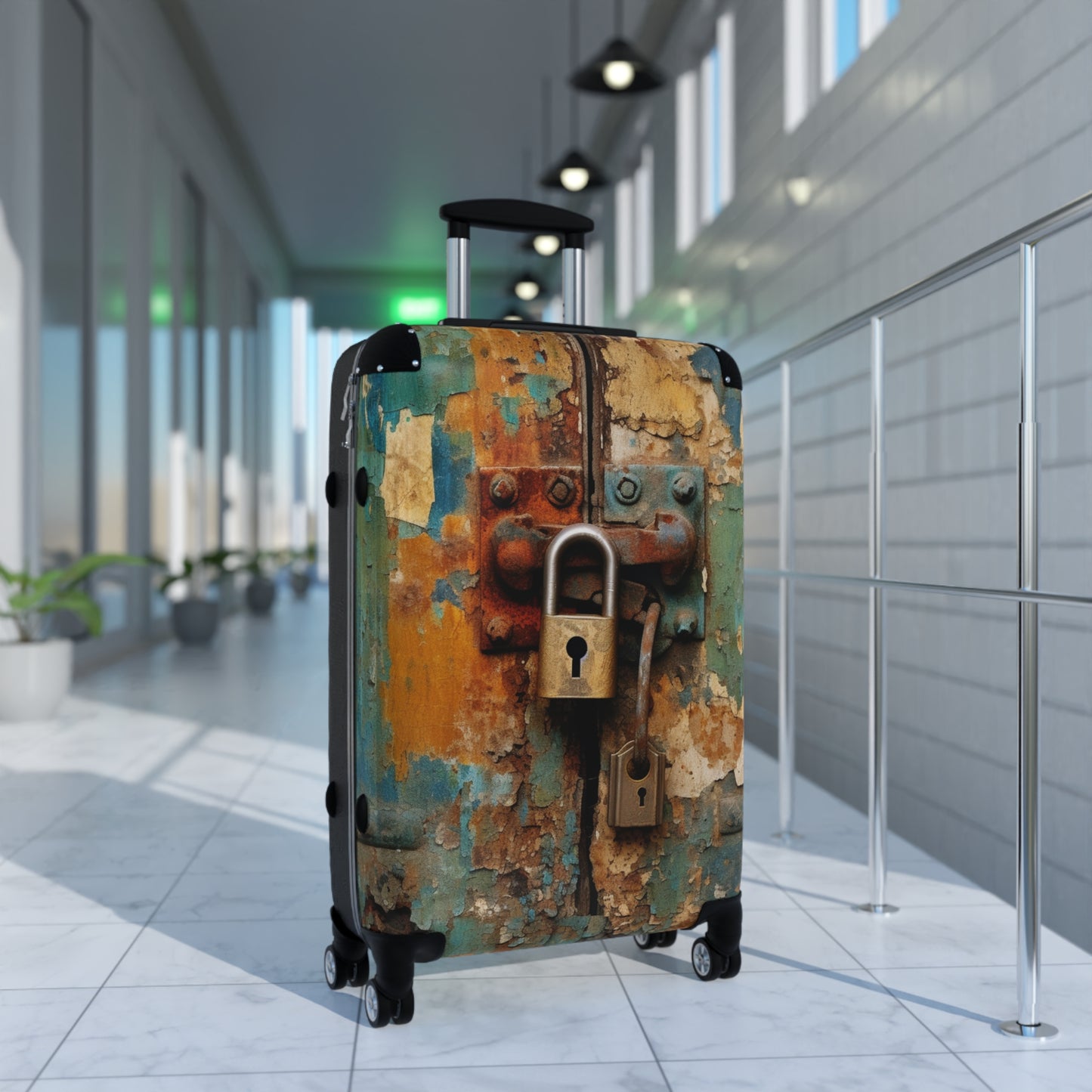 Rustic Lock with Peeling Paint, Old World Charm Suitcase