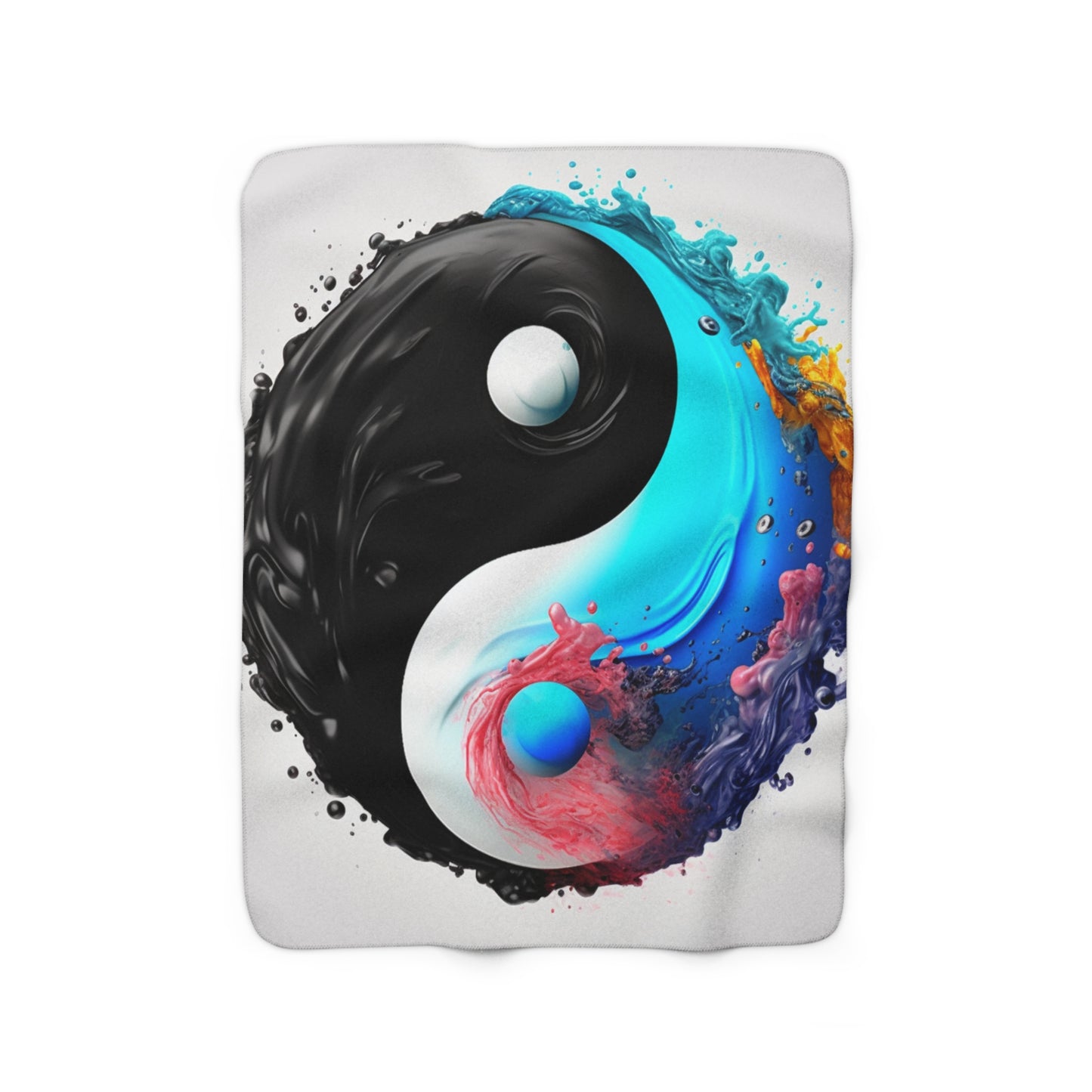 Yin Yang Symbol, Colorful Paint Style - Artistic Decor - Sherpa Fleece Blanket