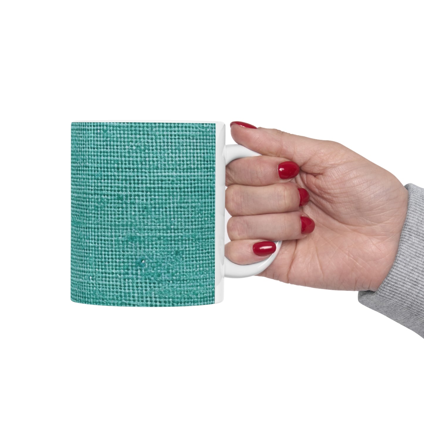 Quality Mint Turquoise Denim  Fabric Deisgn, Stylish Material - Ceramic Mug 11oz