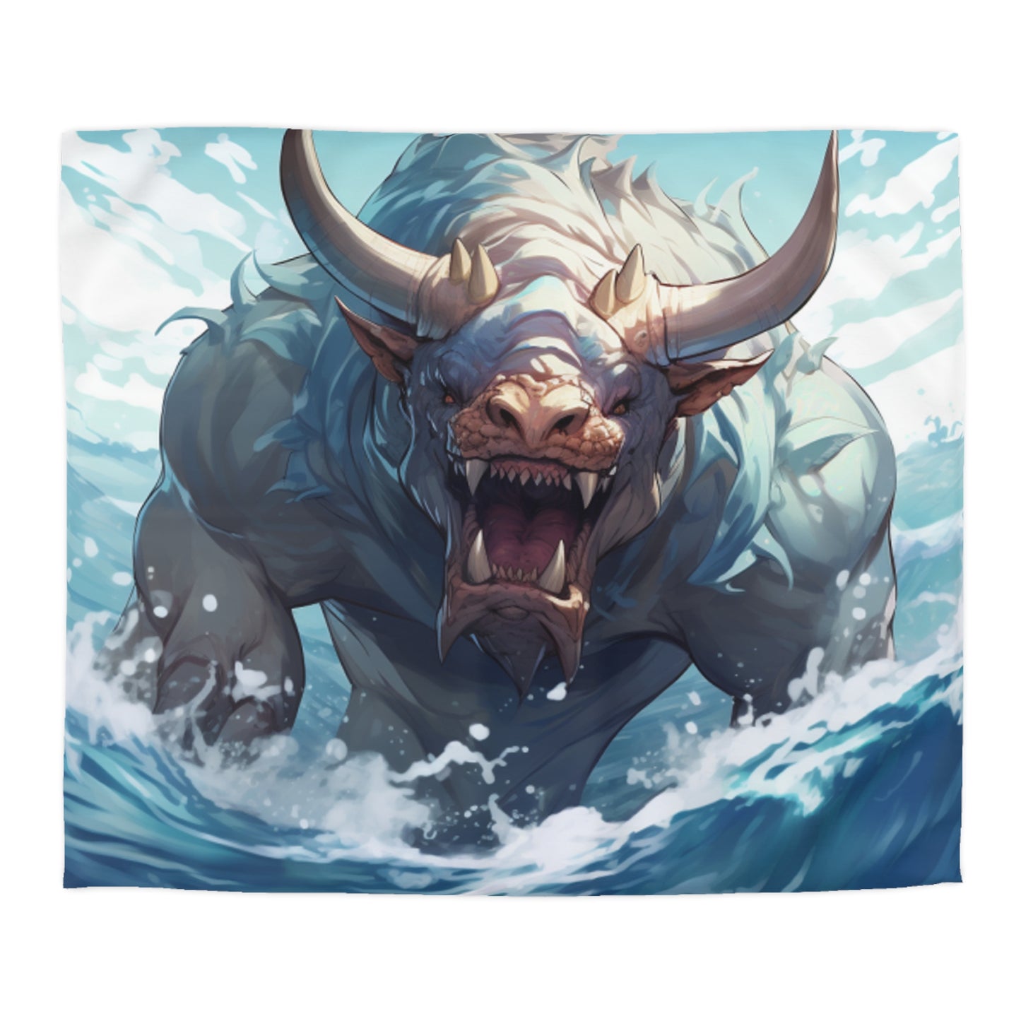 Bull Shark Fusion: Water Fantasy - Hybrid Ocean Marine Animal - Microfiber Duvet Cover