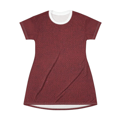 Seamless Texture - Maroon/Burgundy Denim-Inspired Fabric - T-Shirt Dress (AOP)