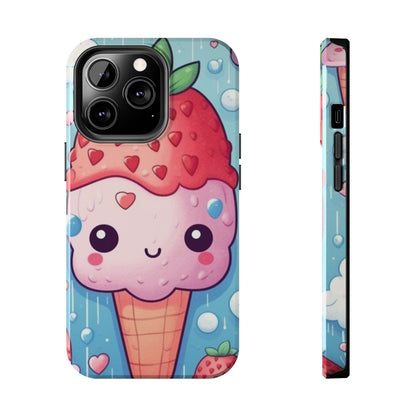 Kawaii Strawberry Sundae Cone - Traditional Japanese Anime Dessert Delight - Sweet Berry Otaku Gift - Tough Phone Cases