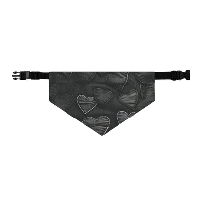 Black: Distressed Denim-Inspired Fabric Heart Embroidery Design - Dog & Pet Bandana Collar