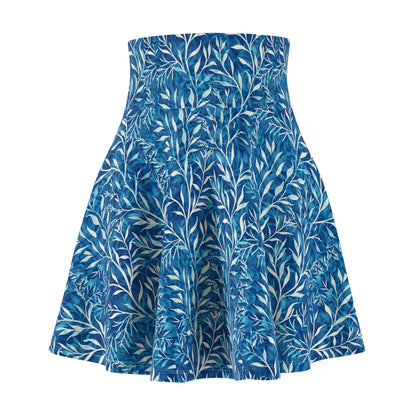 Sea Twig Blue Faux Wrap Women's Skater Skirt (AOP)