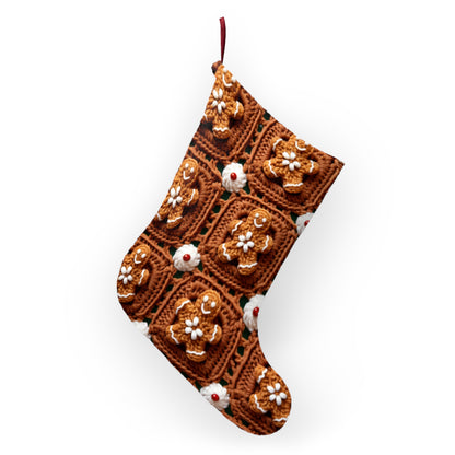 Ganchillo de hombre de jengibre, diseño clásico de galletas navideñas, artesanía navideña festiva. Decoración navideña - Medias navideñas 