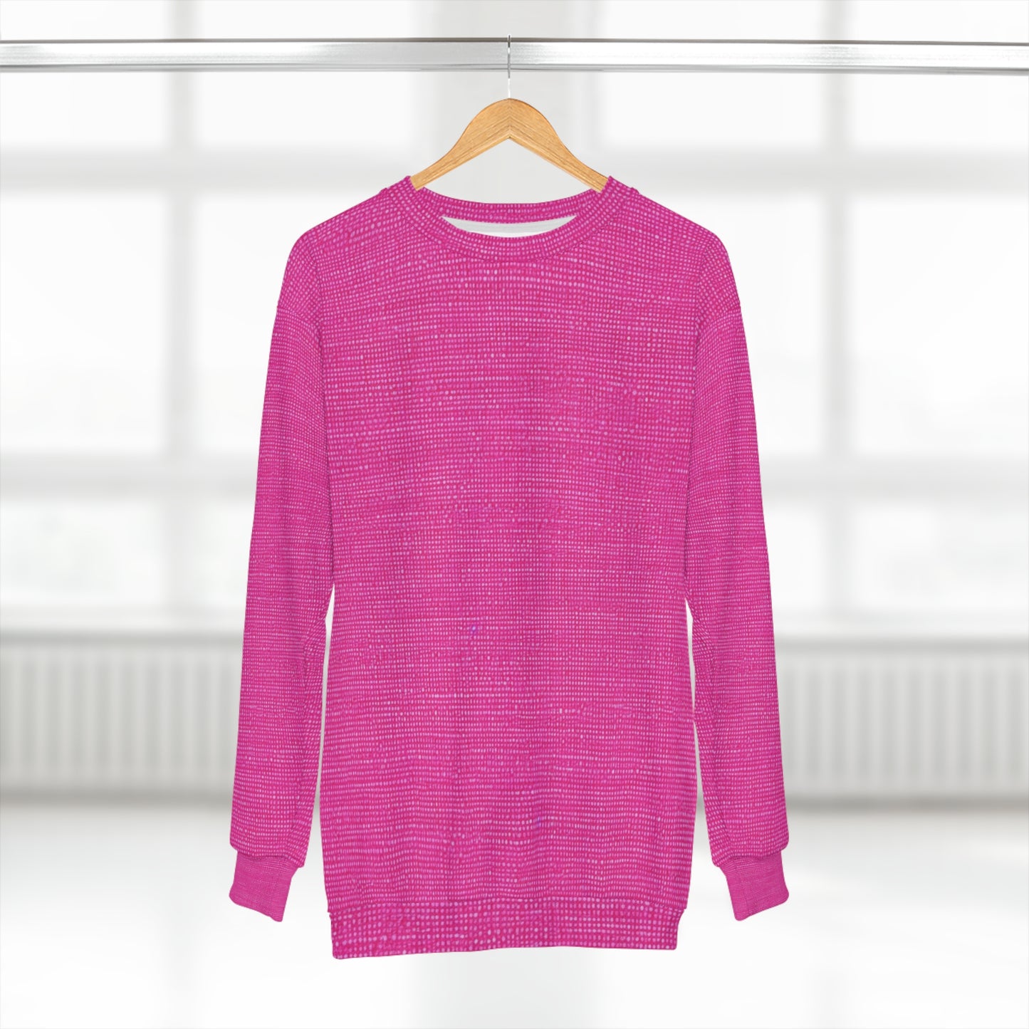 Hot Neon Pink Doll Like: Denim-Inspired, Bold & Bright Fabric - Unisex Sweatshirt (AOP)