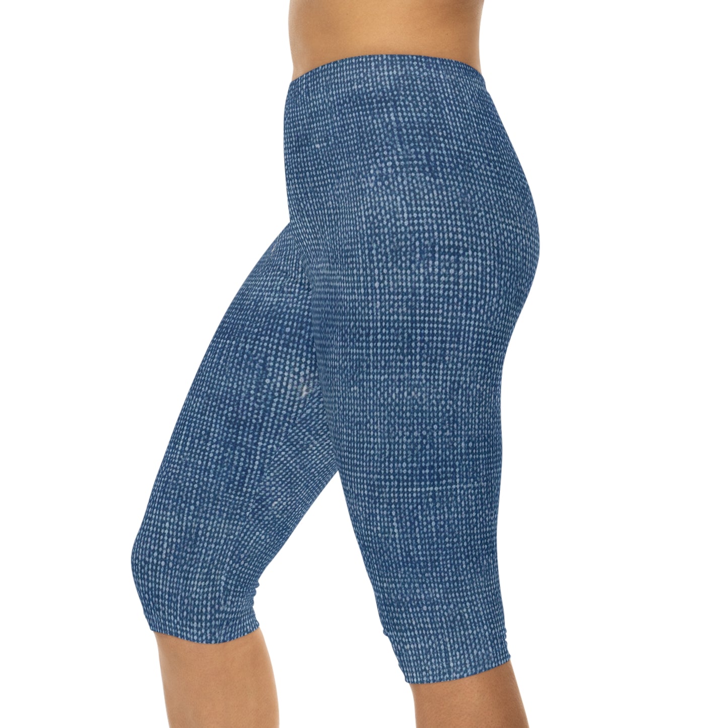 Estilo de barco bajo al aire libre - Diseño de mezclilla - Leggings capri para mujer (AOP) 