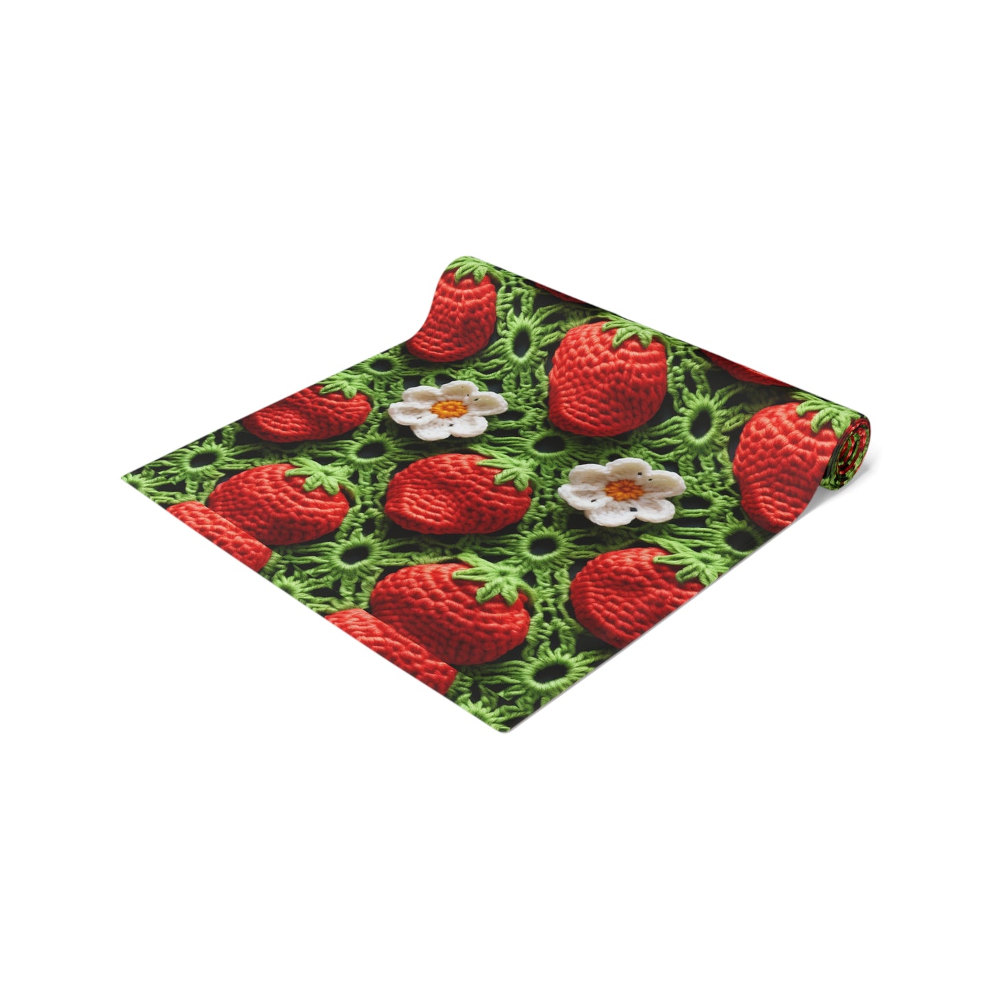 Strawberry Field Crochet - Forever Forest Greens - Fruit Berry Harvest Crop - Table Runner (Cotton, Poly)