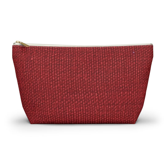 Bold Ruby Red: Denim-Inspired, Passionate Fabric Style - Accessory Pouch w T-bottom