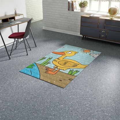 Yellow Duck Bird Pond Dobby Rug