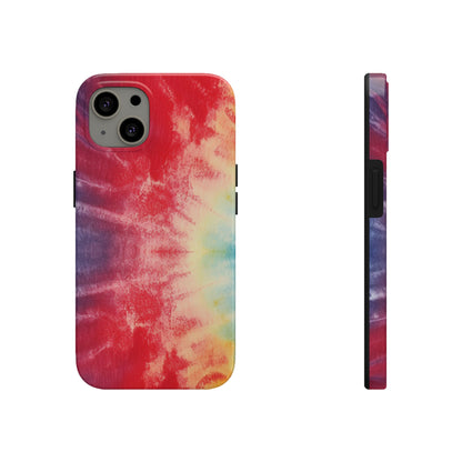 Rainbow Tie-Dye Denim: Vibrant Multi-Color, Fabric Design Spectacle - Tough Phone Cases