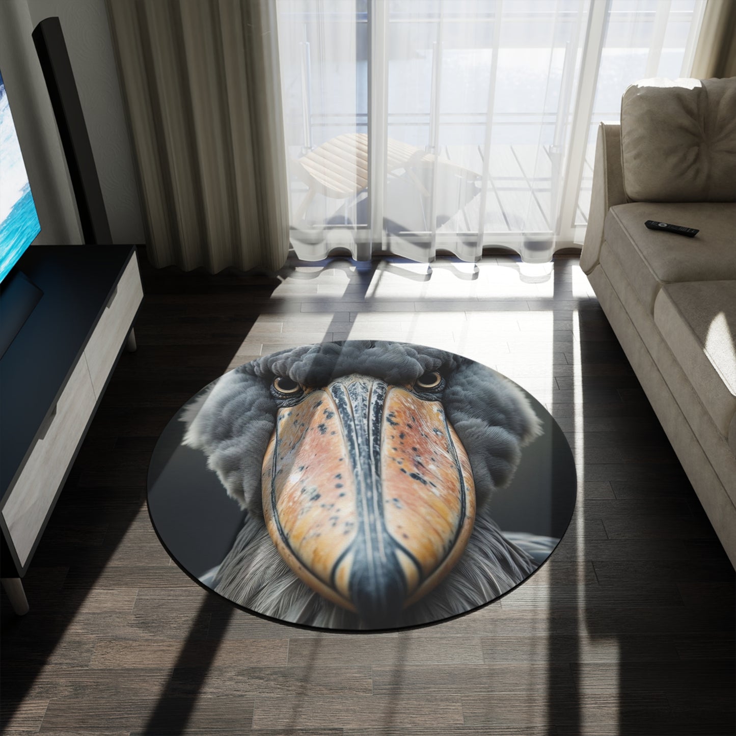 Shoebill Bird Gift, Round Rug