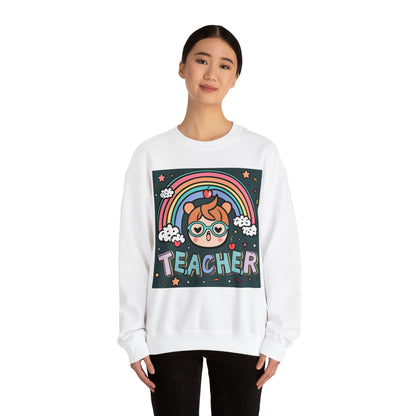 Elementary Teacher Primary School Rainbow Kawaii Quest Anime Classroom Treasure Best in Class - Unisex Heavy Blend™ Crewneck Sweatshirt