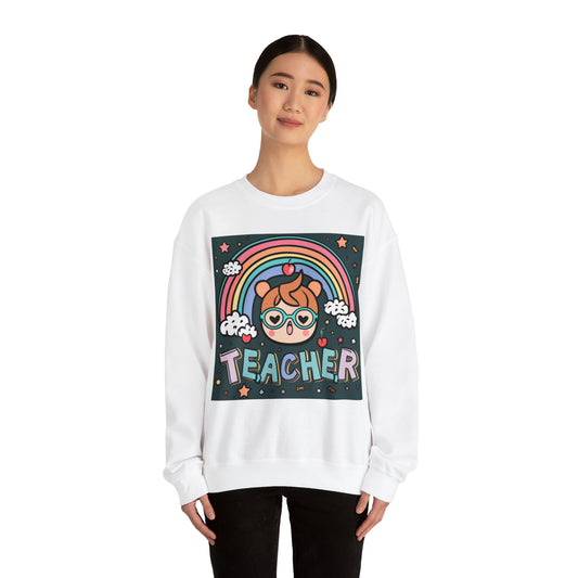 Elementary Teacher Primary School Rainbow Kawaii Quest Anime Classroom Treasure Best in Class - Unisex Heavy Blend™ Crewneck Sweatshirt