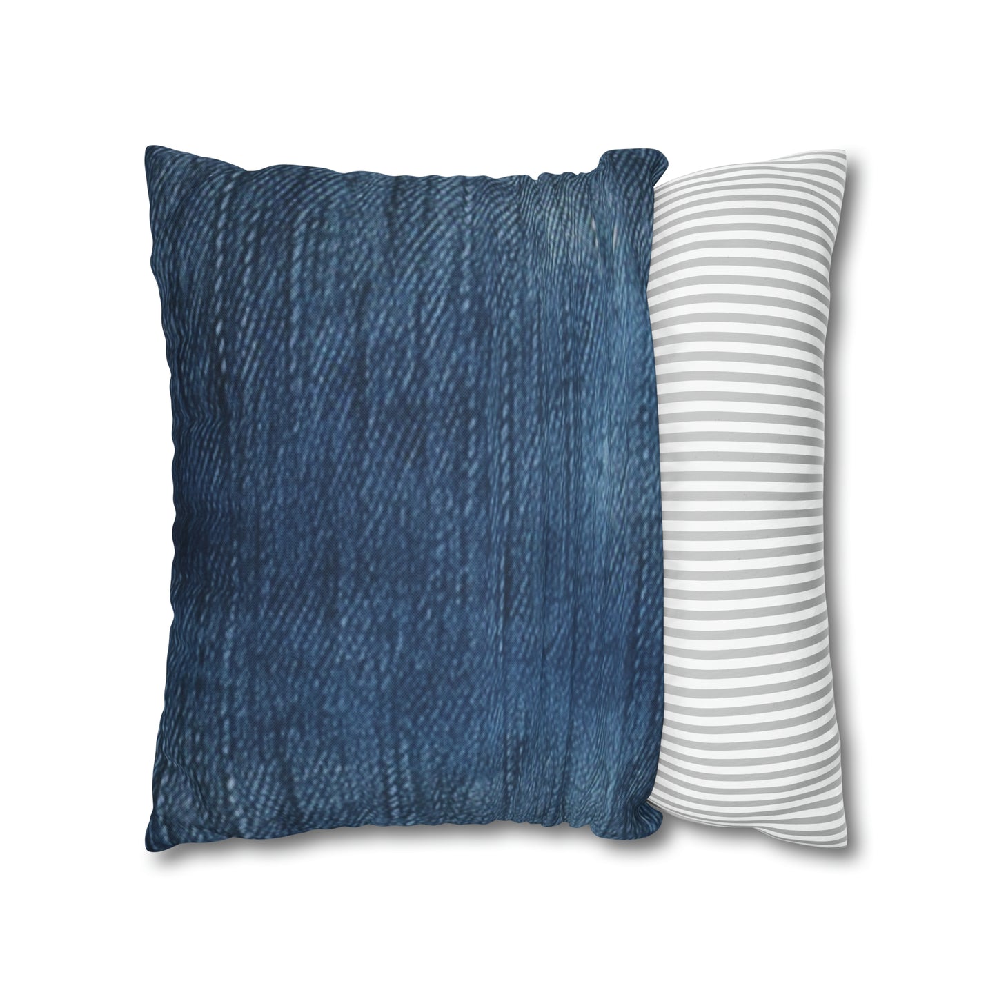 Indigo Splash: Washed Denim Reverie in Deep Blue - Spun Polyester Square Pillow Case