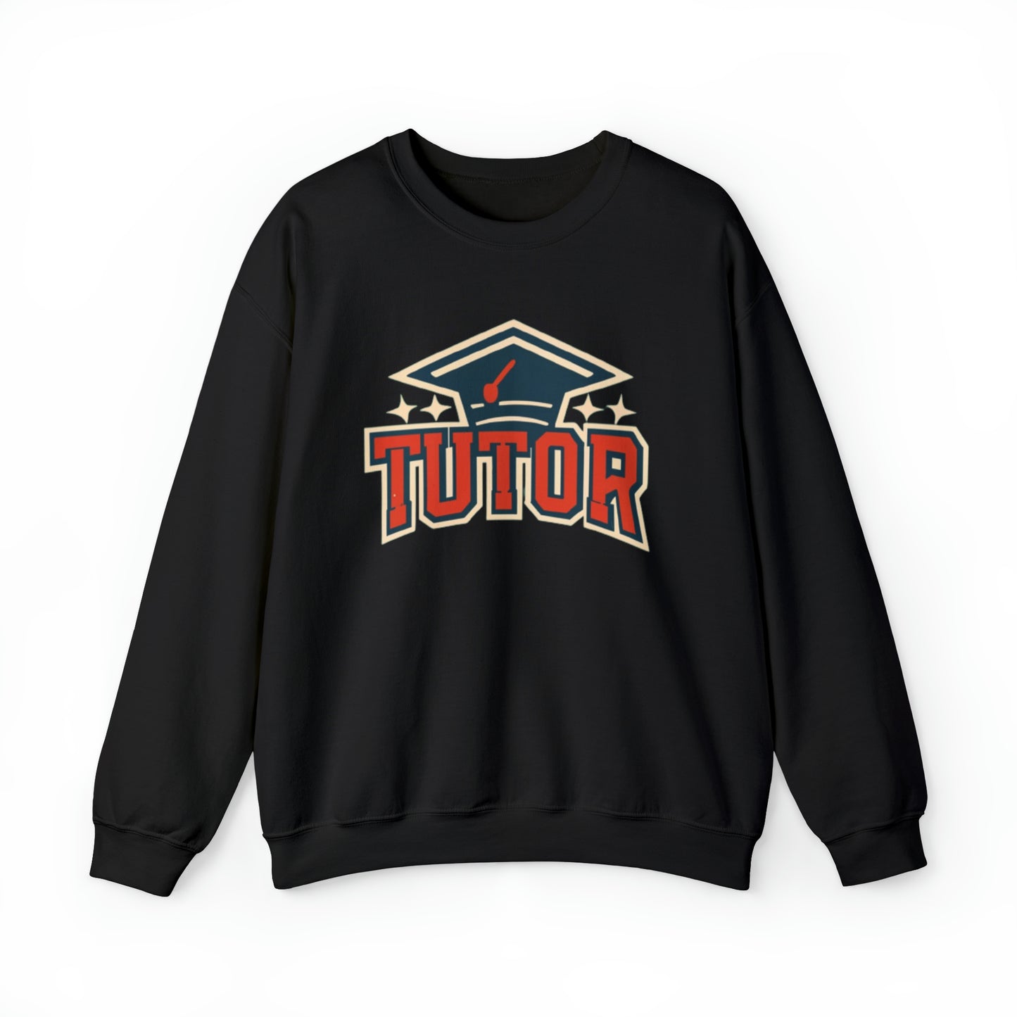 Academic Excellence Emblem - Starry Grad Cap Tutor Graphic - Unisex Heavy Blend™ Crewneck Sweatshirt