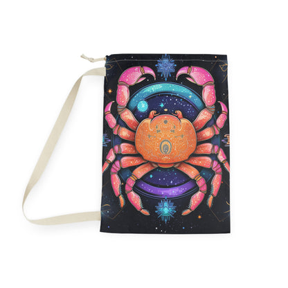 Rainbow Celestial Crab - Vibrant Cancer Zodiac Sign Art - Laundry Bag