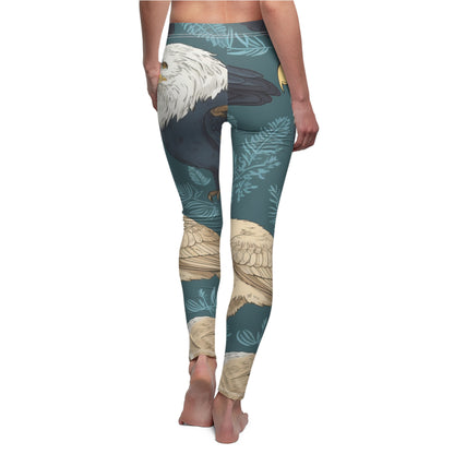 American Wildlife Symbols: Bald Eagles, Hawks, Birds Design Women's Cut & Sew Casual Leggings (AOP)