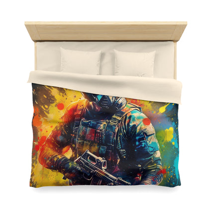 Paintball Game Sport: Professional Action Shot Target Player - Microfiber Duvet Cover