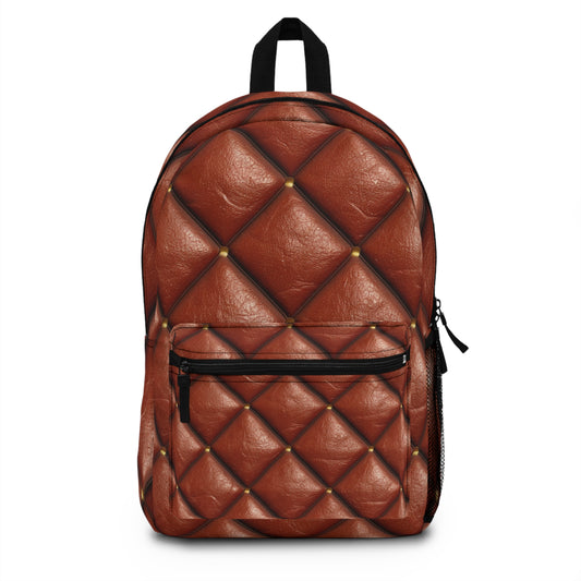 Brown Leather Cognac Pattern Rugged Durable Design Style - Backpack
