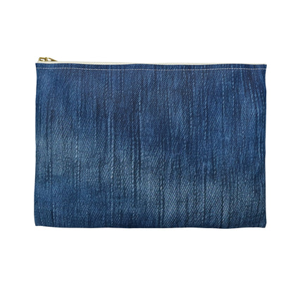 Indigo Splash: Washed Denim Reverie in Deep Blue - Accessory Pouch