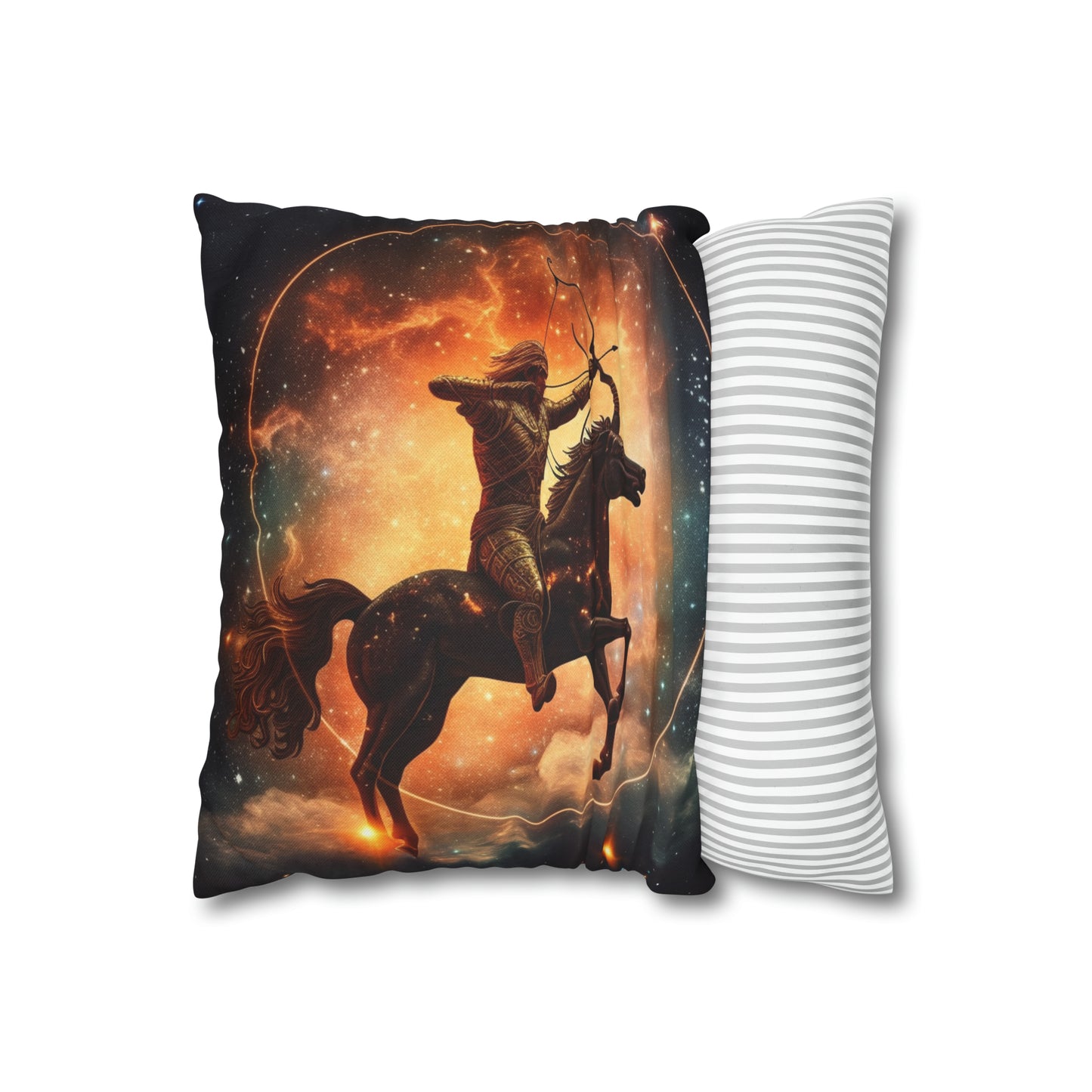 Sagittarius Constellation Totem - Archer in Action Zodiac Symbol - Spun Polyester Square Pillow Case