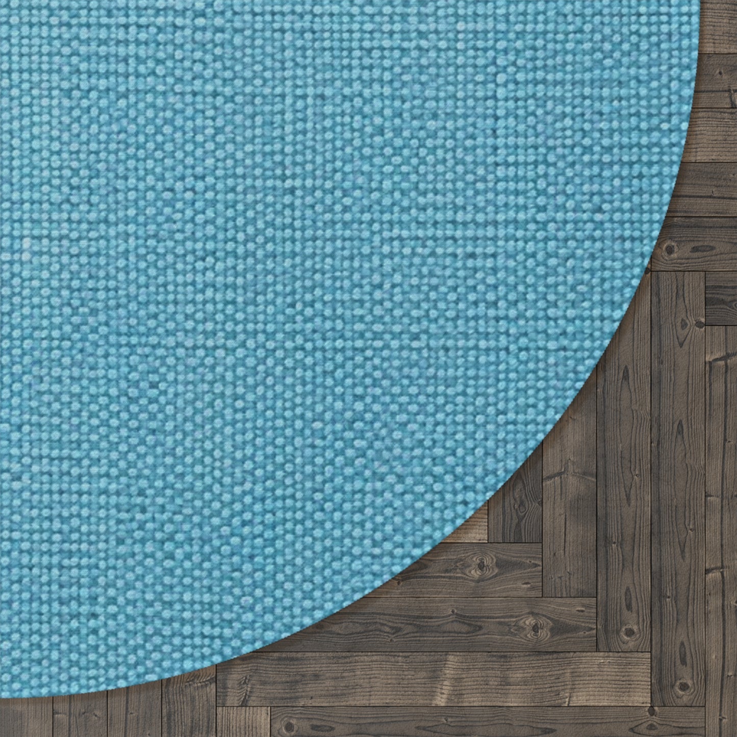 Bright Aqua Teal: Denim-Inspired Refreshing Blue Summer Fabric - Round Rug