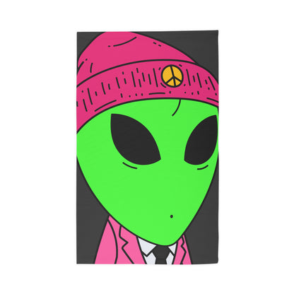 Pink Peace Hat Suit Green Alien Visitor Dobby Rug