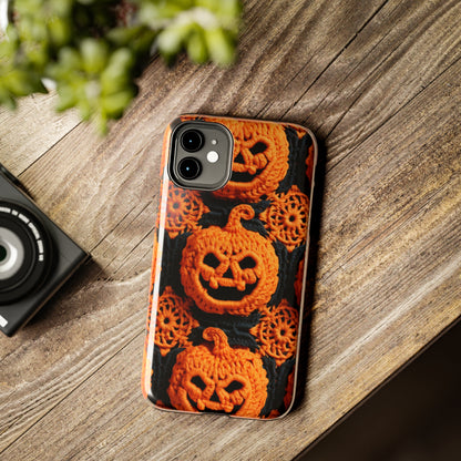 Halloween Crochet Pumpkin Scary Horror Festive Holiday Pattern - Tough Phone Cases