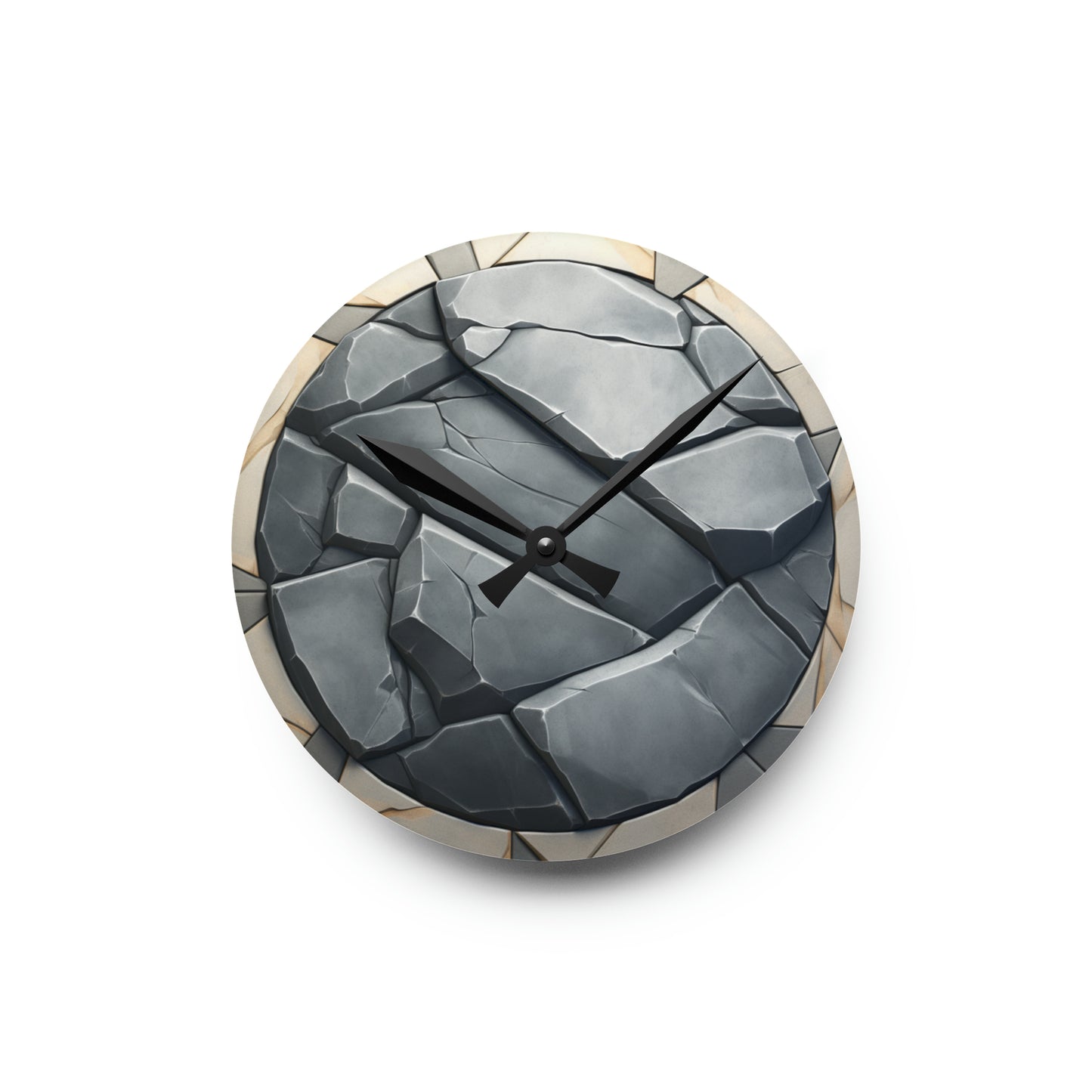 Polygonal, minimalistic, concept art, granite chiseled, Acrylic Wall Clock