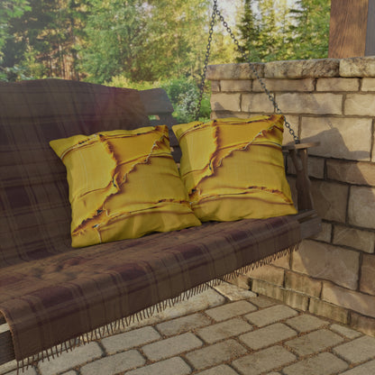 Banana Yellow Lemon: Bold Distressed, Denim-Inspired Fabric - Outdoor Pillows