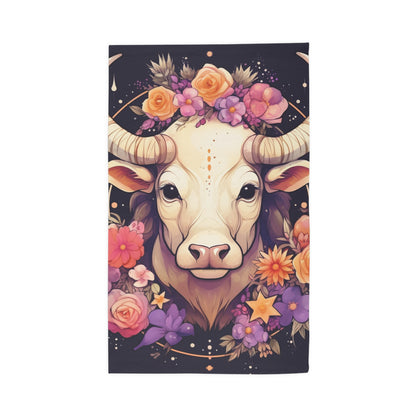 Taurus Zodiac Bull Flower Accents - Astrology Sign - Dobby Rug