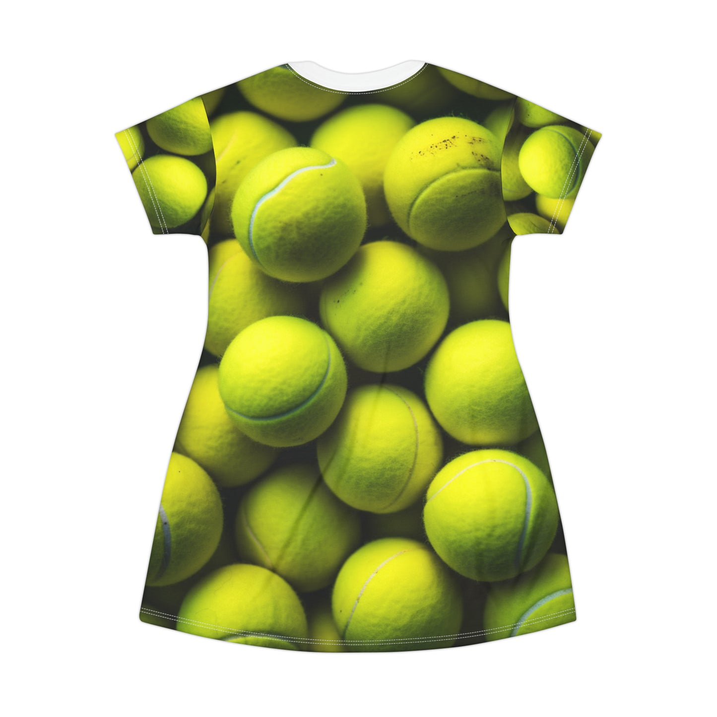 Tennis Ball Sport: Athlete Court Action, Rally & Serve - T-Shirt Dress (AOP)